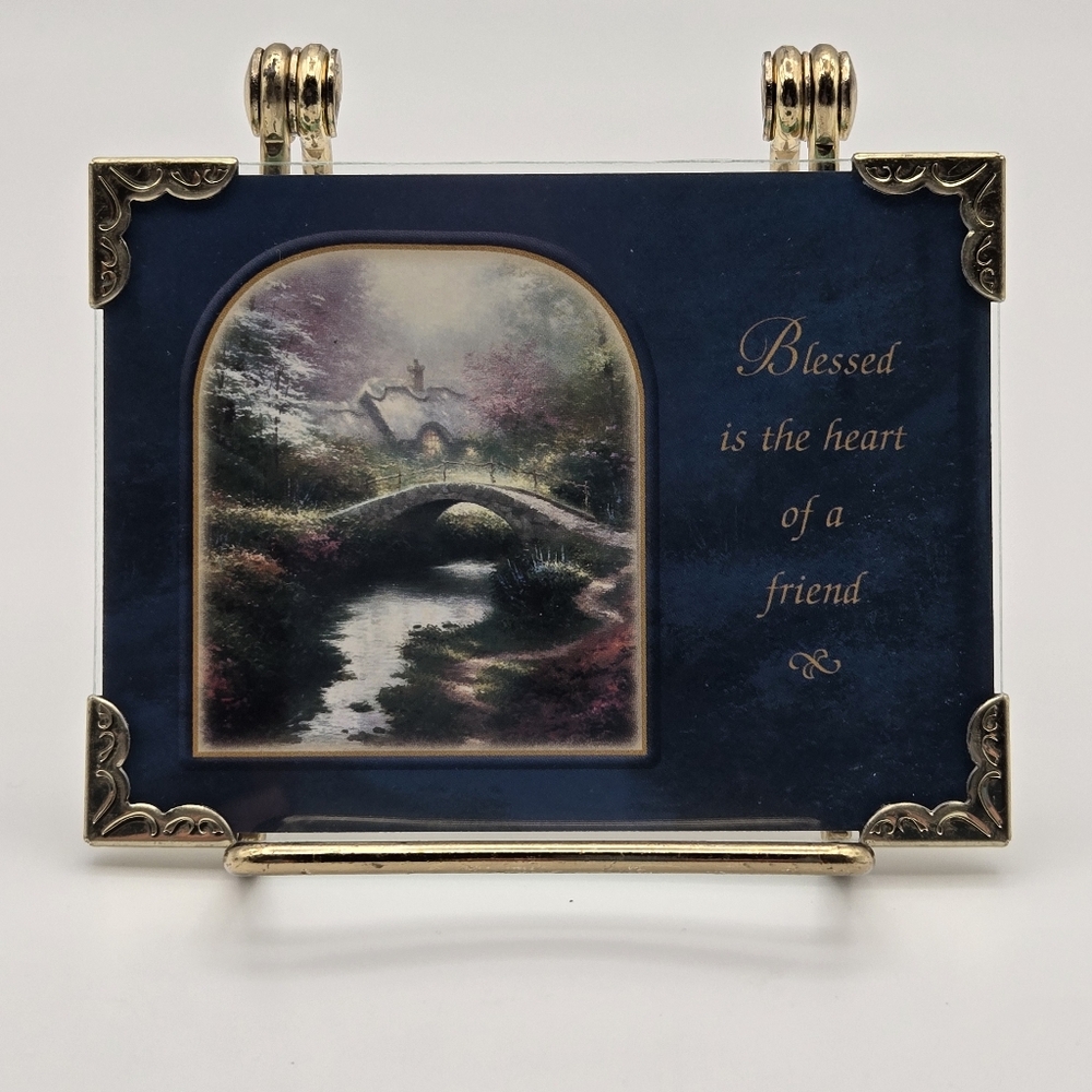 Vintage 2003 Thomas Kinkade Mini Painting Portrait w/ Stand Bless Heart Friend